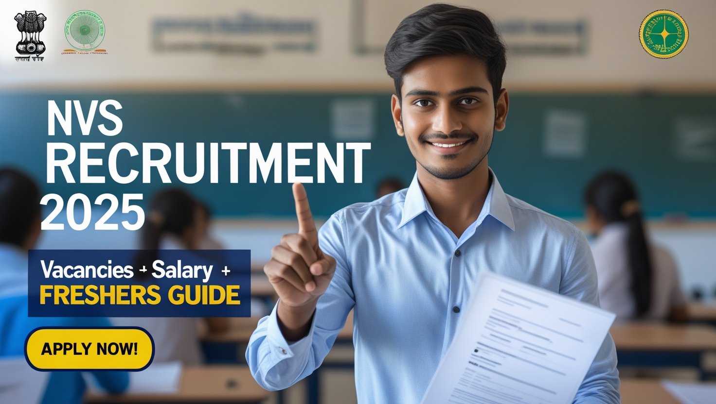 NVS Recruitment 2025: Vacancies, Salary, and How to Apply for Freshers Thumbnail Text: 🟡 NVS Recruitment 2025 ⚡ Apply Now – Vacancies & Salary This design will grab attention while making the thumbnail clear and professional, increasing clicks on your article. Let me know if you need any tweaks! 🚀